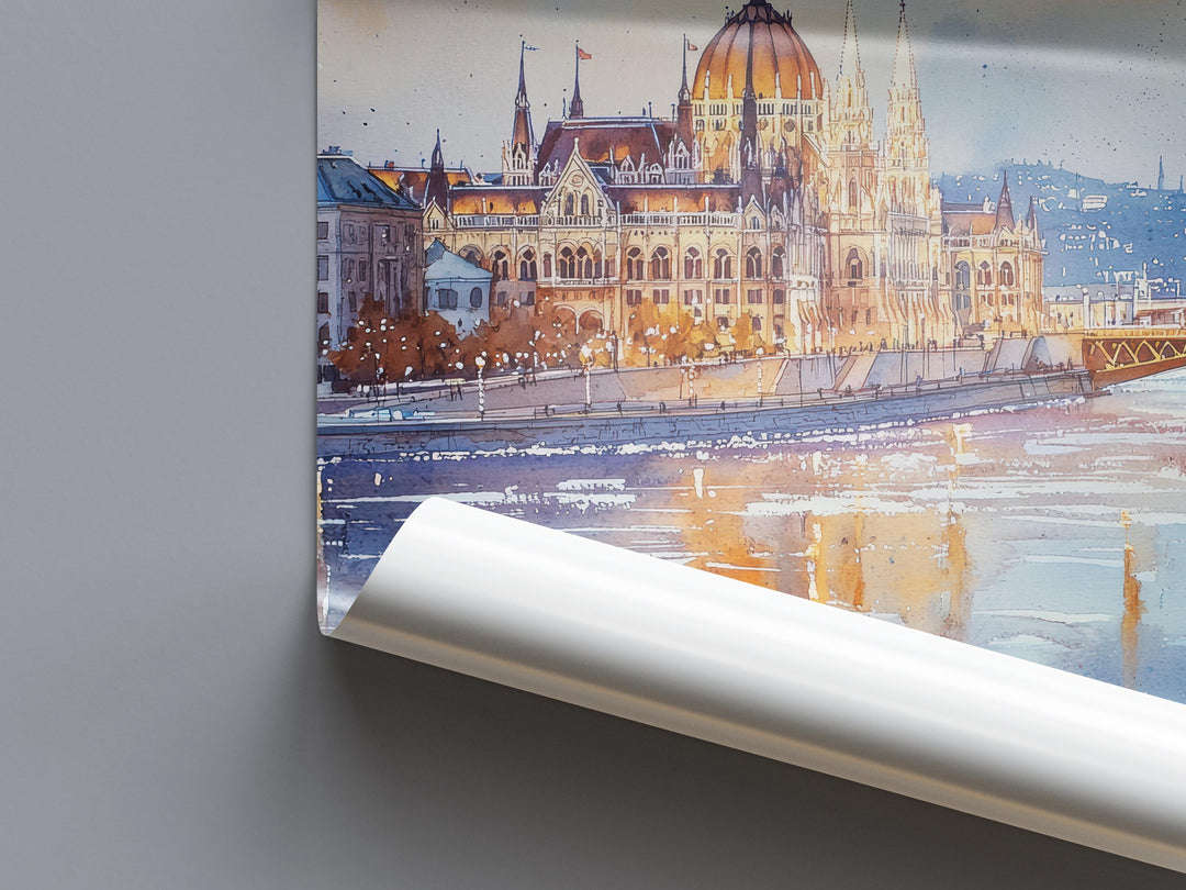 Budapest Watercolor Poster Budapest Travel Print Budapest Wall Art Budapest Cityscape Painting Budapest Souvenir Hungary Decor