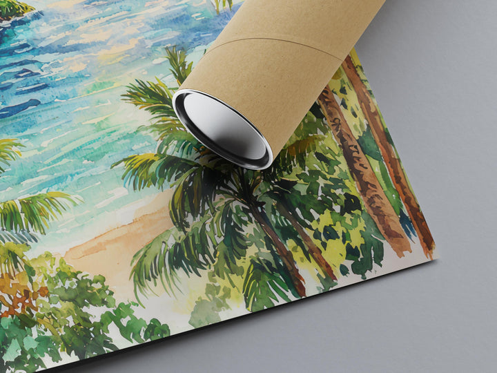 Saint Lucia Watercolor Poster Saint Lucia Travel Print Saint Lucia Wall Art Saint Lucia Painting Caribbean Souvenir Decor