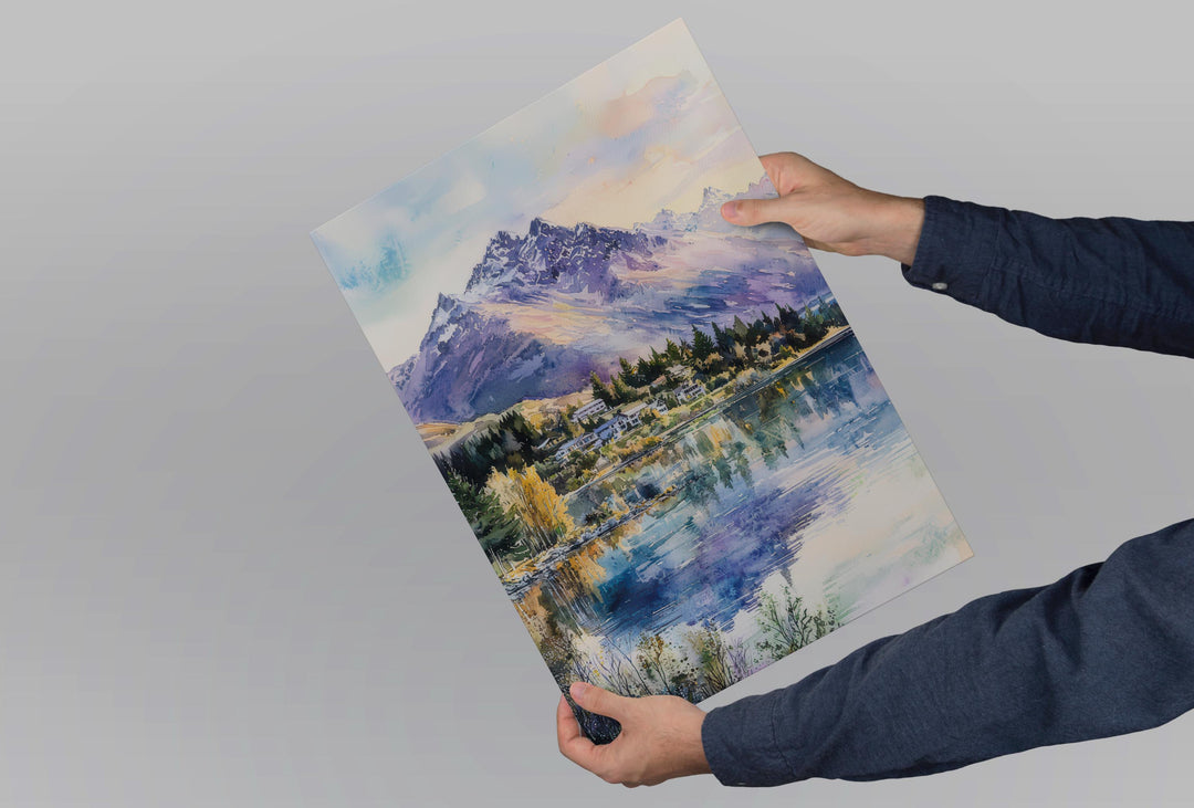 Queenstown Watercolor Poster Queenstown Travel Print Queenstown Wall Art Queenstown Landscape Painting New Zealand Decor