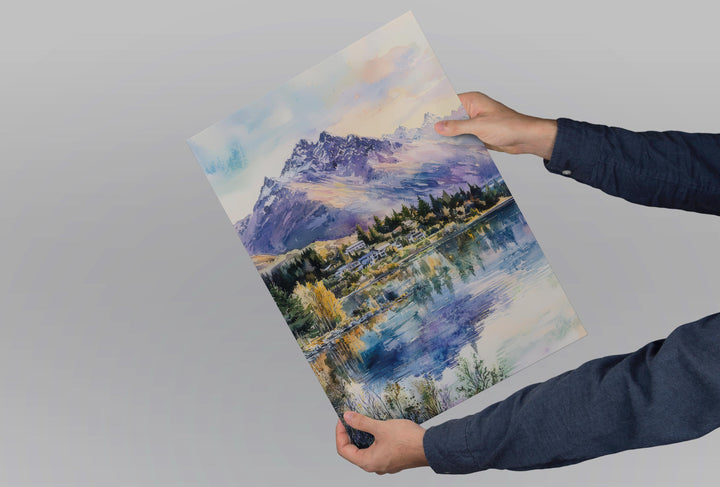 Queenstown Watercolor Poster Queenstown Travel Print Queenstown Wall Art Queenstown Landscape Painting New Zealand Decor