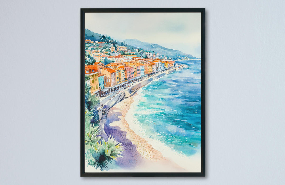 Nice France Watercolor Poster Nice Travel Print Nice Wall Art Nice City Painting Nice Souvenir French Riviera Decor