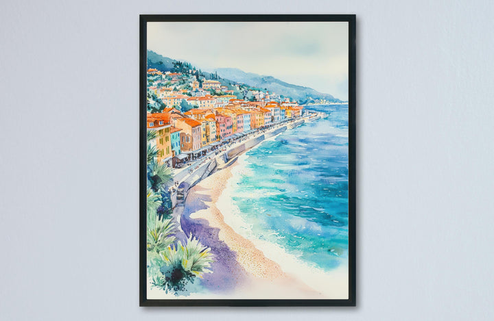 Nice France Watercolor Poster Nice Travel Print Nice Wall Art Nice City Painting Nice Souvenir French Riviera Decor