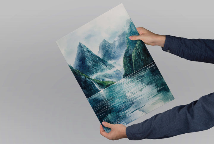 Milford Sound Watercolor Poster Milford Sound Travel Print Milford Sound Wall Art New Zealand Landscape Painting Decor