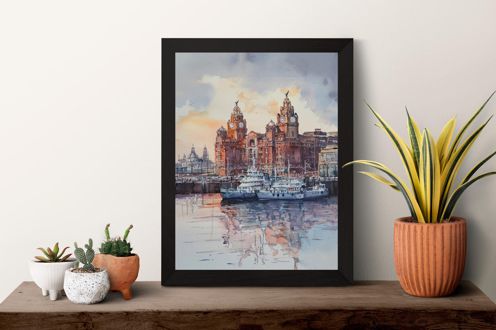 Liverpool Watercolor Poster Liverpool Travel Print Liverpool Wall Art Liverpool Cityscape Painting Liverpool Souvenir UK Decor