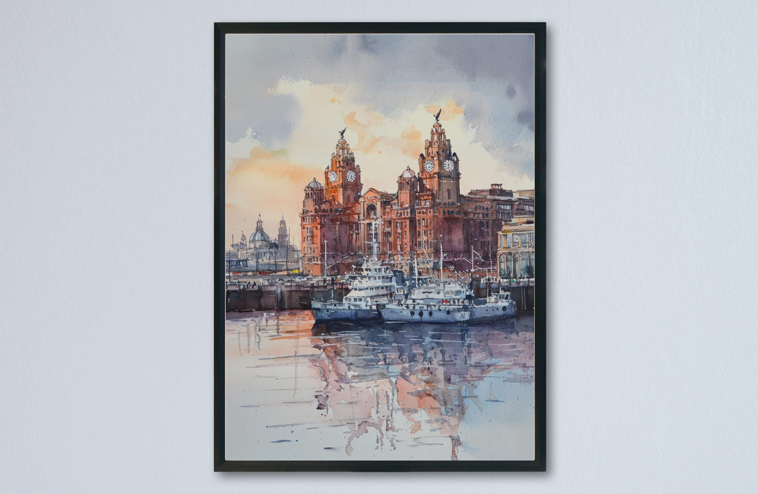 Liverpool Watercolor Poster Liverpool Travel Print Liverpool Wall Art Liverpool Cityscape Painting Liverpool Souvenir UK Decor