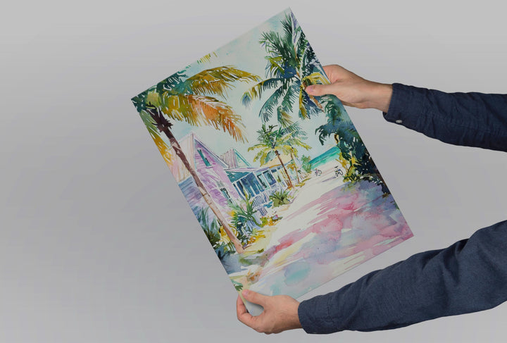 Key West Watercolor Poster Key West Travel Print Key West Wall Art Key West Painting Florida Souvenir Coastal Decor