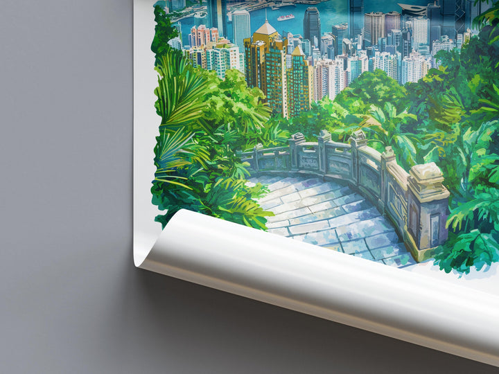 Hong Kong Watercolor Poster Hong Kong Travel Print Hong Kong Wall Art Hong Kong Cityscape Painting Hong Kong Souvenir Decor