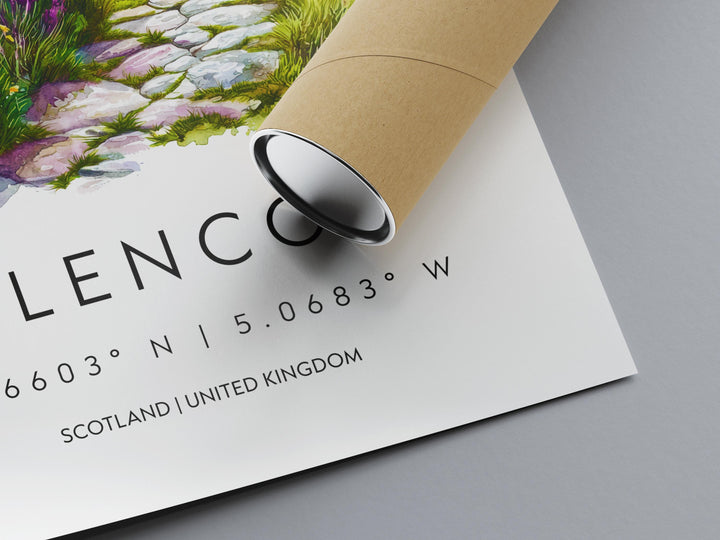 Glencoe Watercolor Poster Glencoe Travel Print Glencoe Wall Art Glencoe Landscape Painting Glencoe Souvenir Scotland Decor