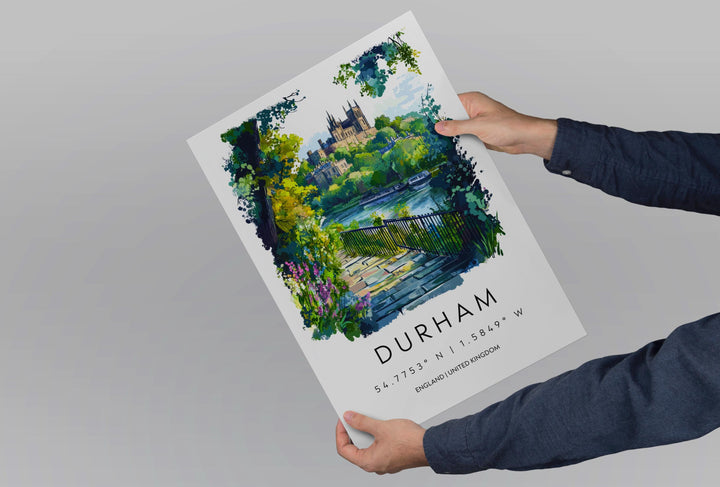 Durham Watercolor Poster Durham Travel Print Durham Wall Art Durham City Painting Durham Cathedral Souvenir UK Decor