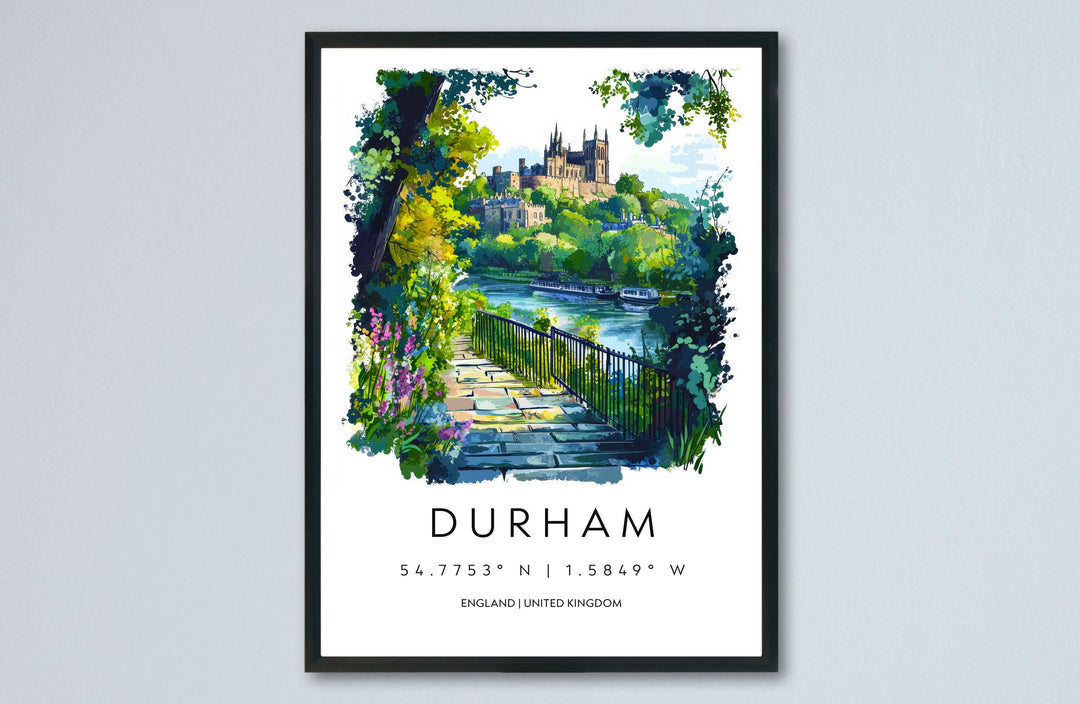 Durham Watercolor Poster Durham Travel Print Durham Wall Art Durham City Painting Durham Cathedral Souvenir UK Decor