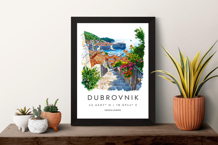 Dubrovnik Watercolor Poster Dubrovnik Travel Print Dubrovnik Wall Art Dubrovnik Painting Croatia Souvenir Coastal Decor