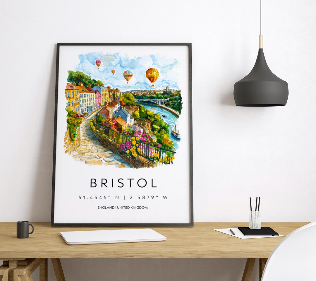 Bristol Watercolor Poster Bristol Travel Print Bristol Wall Art Bristol Cityscape Painting Bristol Souvenir UK Decor