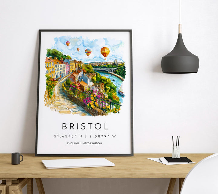 Bristol Watercolor Poster Bristol Travel Print Bristol Wall Art Bristol Cityscape Painting Bristol Souvenir UK Decor