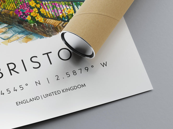 Bristol Watercolor Poster Bristol Travel Print Bristol Wall Art Bristol Cityscape Painting Bristol Souvenir UK Decor