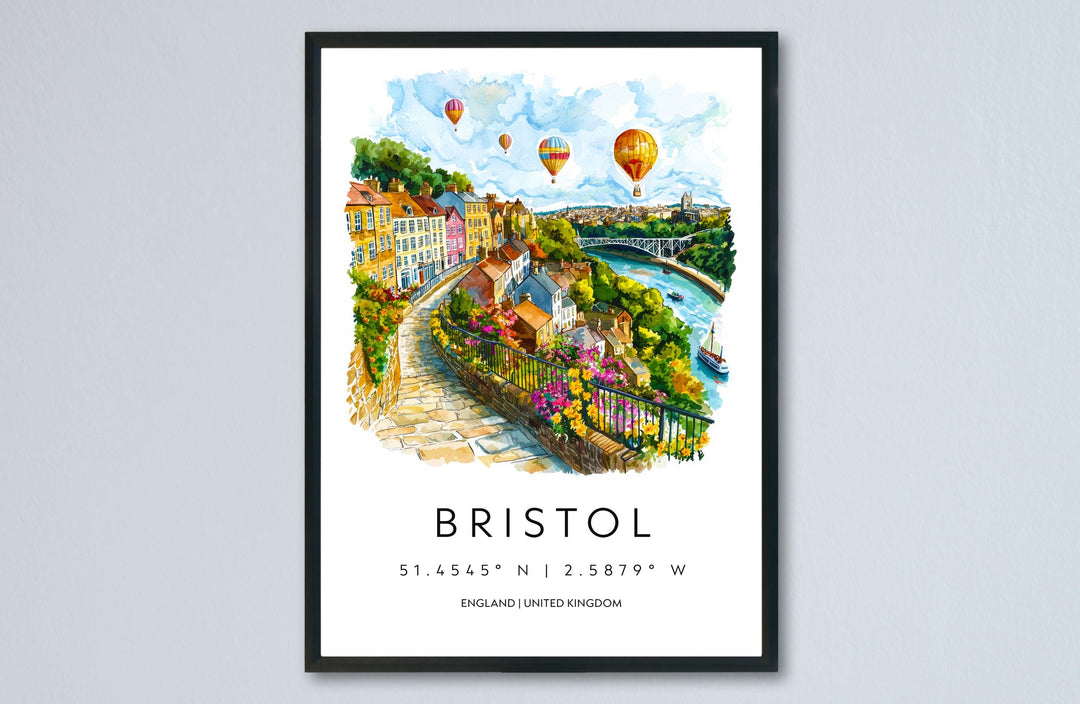 Bristol Watercolor Poster Bristol Travel Print Bristol Wall Art Bristol Cityscape Painting Bristol Souvenir UK Decor