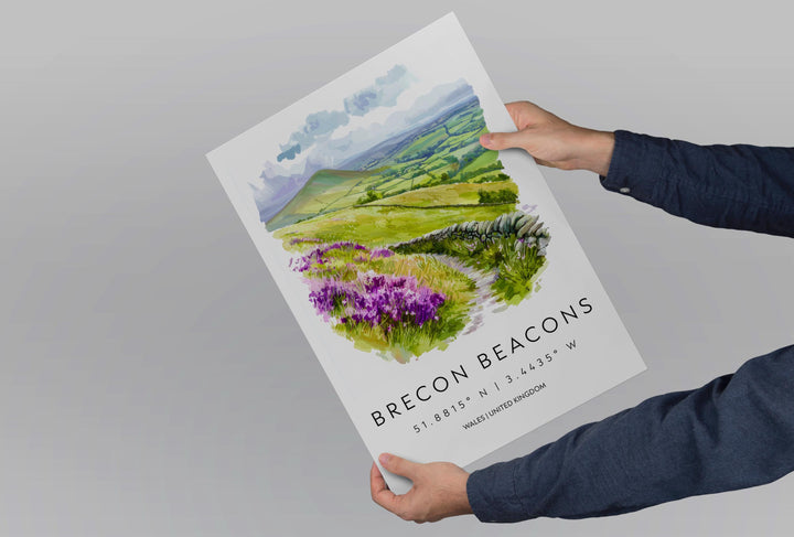 Brecon Beacons Watercolor Poster Brecon Beacons Travel Print Brecon Beacons Wall Art Wales Landscape Painting Decor