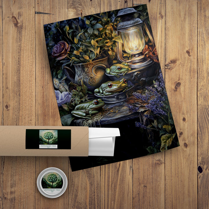 Tree Frogs Vintage Print: Thimble Sized, Cottagecore Decor