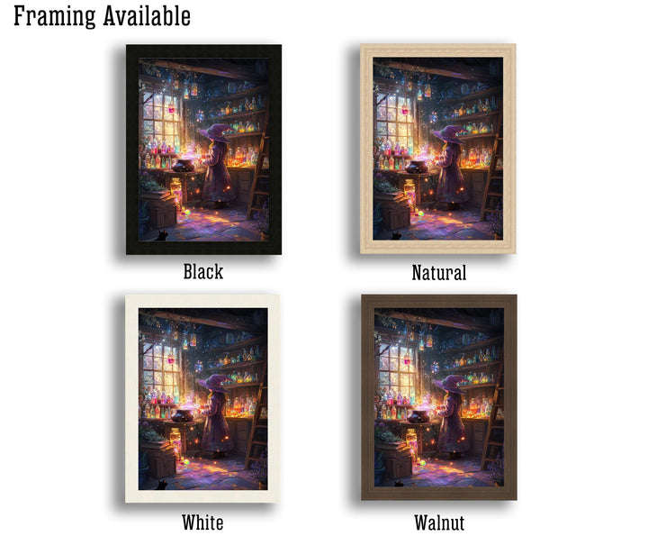 Witch's Rainbow Potion Print, Vintage Cottagecore Art