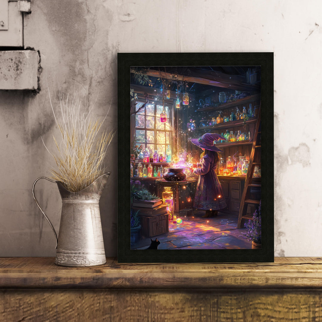 Witch's Rainbow Potion Print, Vintage Cottagecore Art