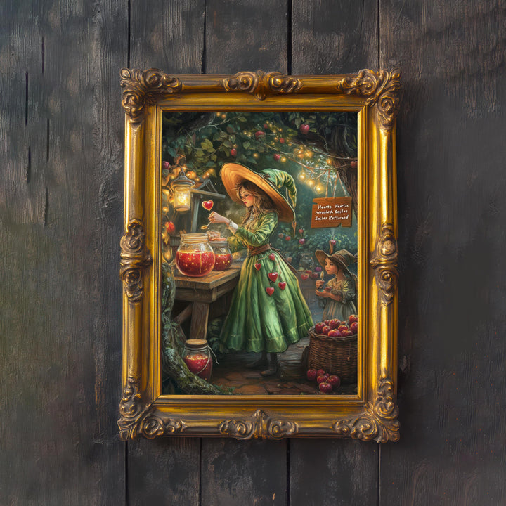 Candy Apple Witch Print | Vintage Cottagecore Illustration