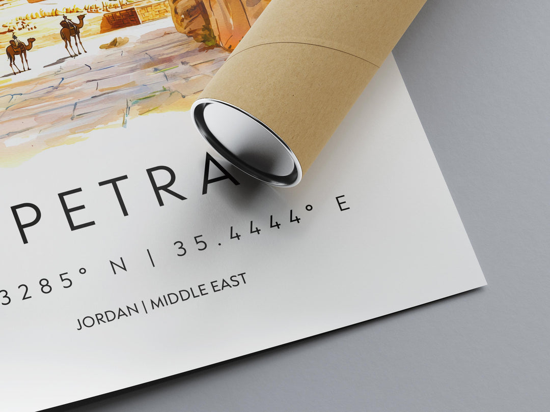 Petra Watercolor Poster Petra Travel Print Petra Wall Art Petra Painting Jordan Souvenir Desert Landmark Decor