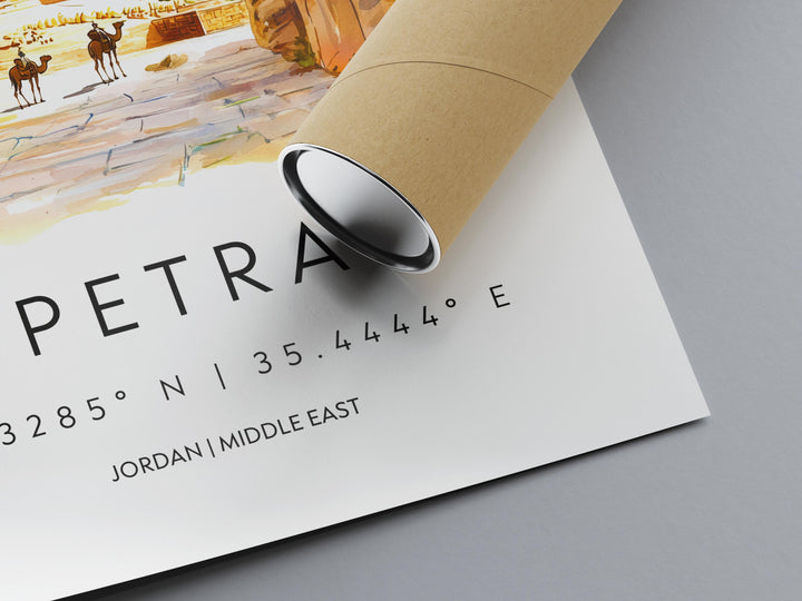 Petra Watercolor Poster Petra Travel Print Petra Wall Art Petra Painting Jordan Souvenir Desert Landmark Decor