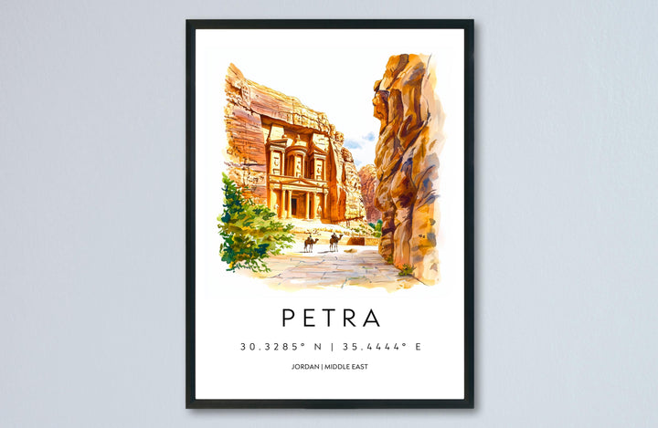 Petra Watercolor Poster Petra Travel Print Petra Wall Art Petra Painting Jordan Souvenir Desert Landmark Decor