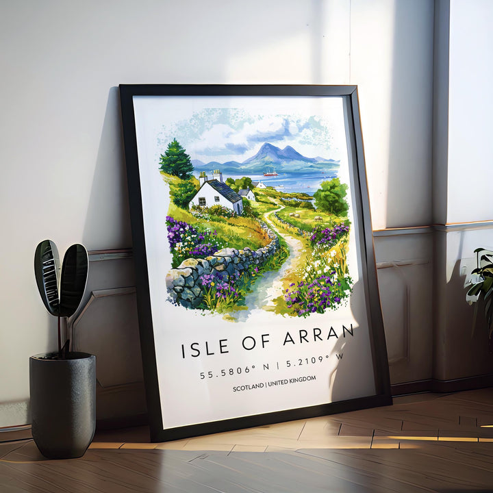 Isle of Arran Watercolor Poster Isle of Arran Travel Print Wall Art Scottish Island Painting Isle of Arran Souvenir Decor