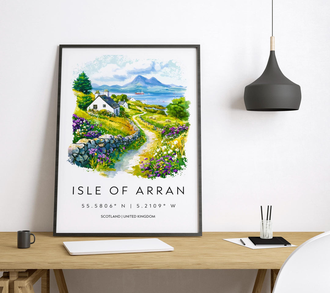 Isle of Arran Watercolor Poster Isle of Arran Travel Print Wall Art Scottish Island Painting Isle of Arran Souvenir Decor
