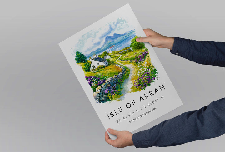 Isle of Arran Watercolor Poster Isle of Arran Travel Print Wall Art Scottish Island Painting Isle of Arran Souvenir Decor