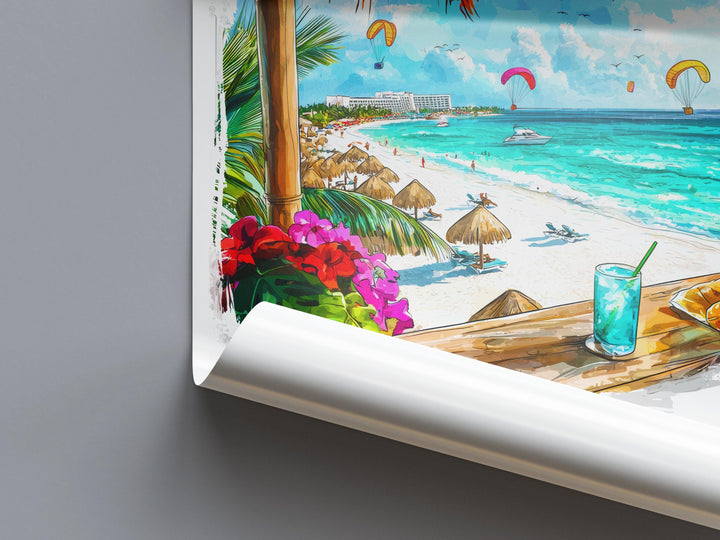 Cancun Watercolor Poster Cancun Travel Print Cancun Wall Art Mexico Beach Painting Cancun Souvenir Tropical Decor