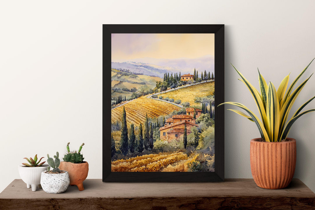 Tuscany Watercolor Poster Tuscany Travel Print Tuscany Wall Art Countryside Painting Italy Landscape Souvenir Decor
