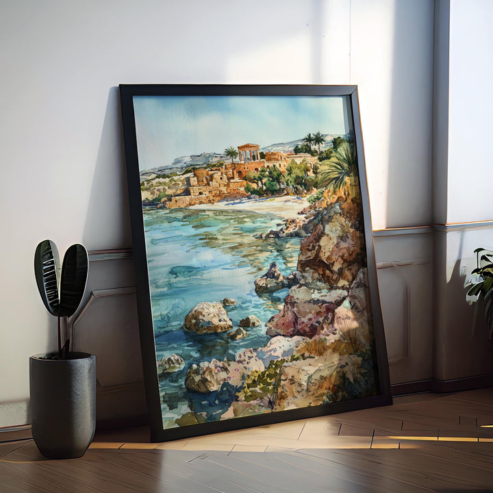 Paphos Watercolor Poster Paphos Travel Print Paphos Wall Art Cyprus Painting Mediterranean Decor Paphos Souvenir