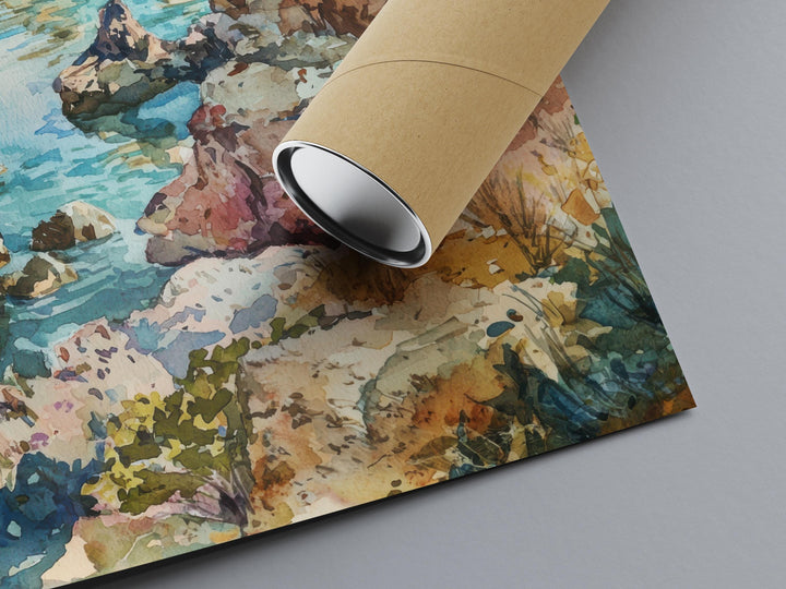 Paphos Watercolor Poster Paphos Travel Print Paphos Wall Art Cyprus Painting Mediterranean Decor Paphos Souvenir