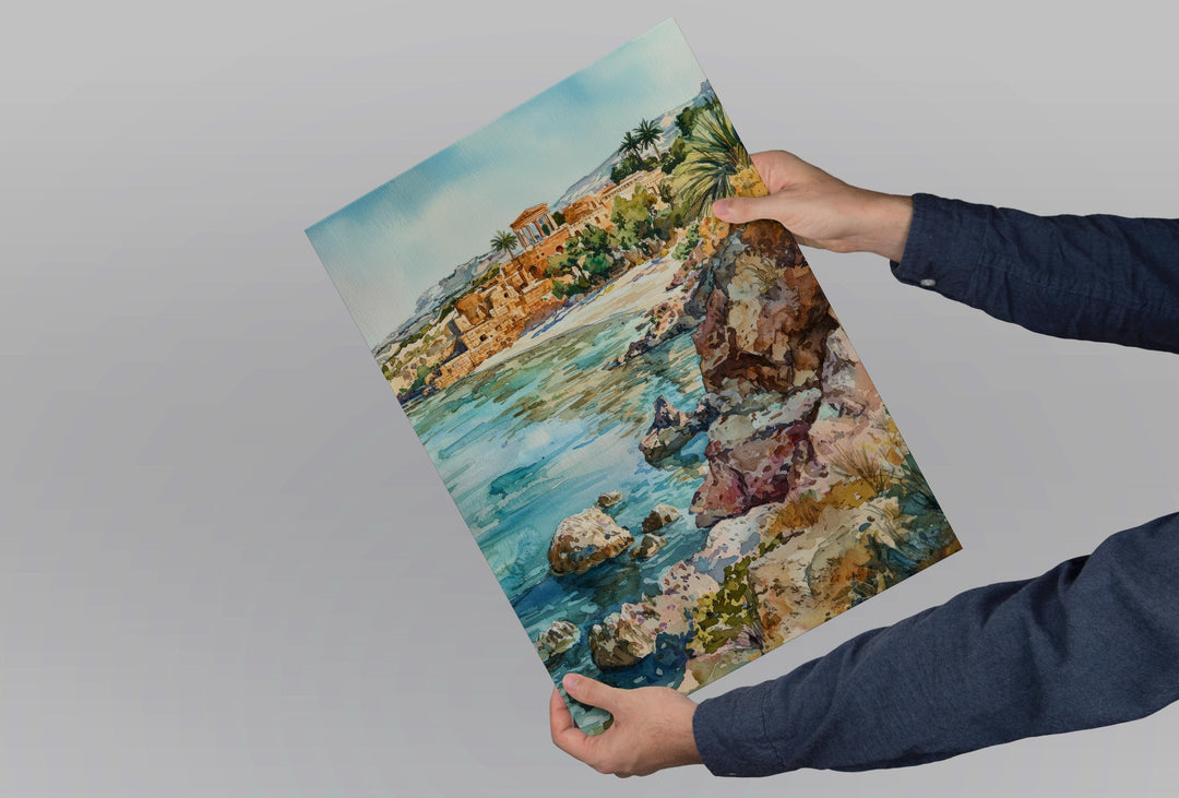 Paphos Watercolor Poster Paphos Travel Print Paphos Wall Art Cyprus Painting Mediterranean Decor Paphos Souvenir