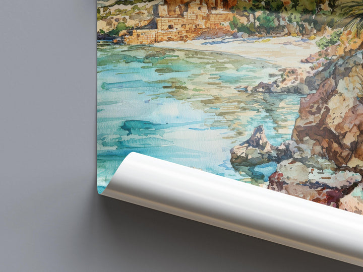 Paphos Watercolor Poster Paphos Travel Print Paphos Wall Art Cyprus Painting Mediterranean Decor Paphos Souvenir