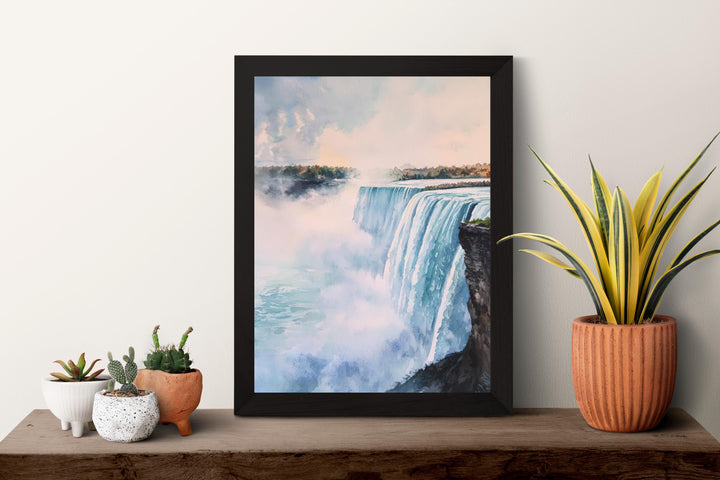 Niagara Falls Watercolor Poster Niagara Falls Travel Print Wall Art Landscape Painting Canada USA Souvenir Decor