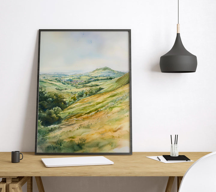 Malvern Hills Watercolor Poster Malvern Travel Print Landscape Wall Art England Nature Painting Malvern Souvenir Decor