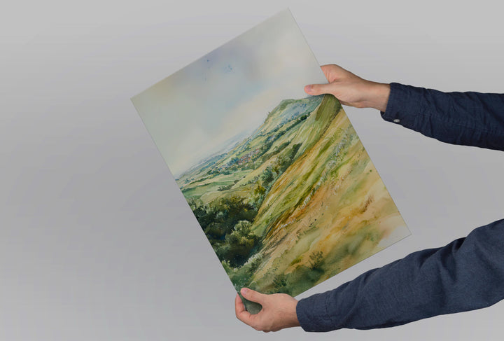 Malvern Hills Watercolor Poster Malvern Travel Print Landscape Wall Art England Nature Painting Malvern Souvenir Decor