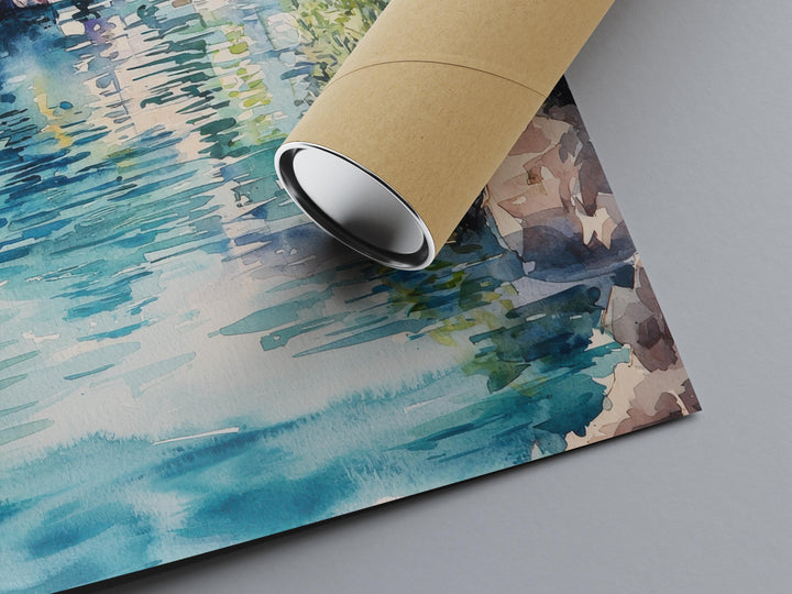 Lake Garda Watercolor Poster Lake Garda Travel Print Lake Garda Wall Art Italy Landscape Painting Lake Garda Decor