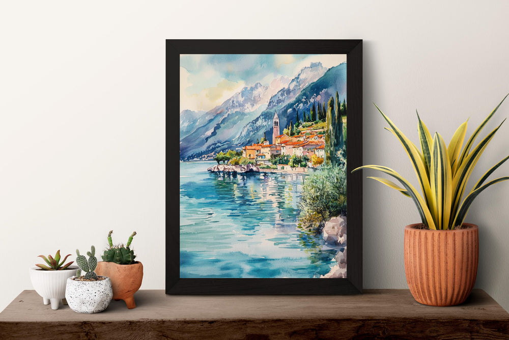 Lake Garda Watercolor Poster Lake Garda Travel Print Lake Garda Wall Art Italy Landscape Painting Lake Garda Decor