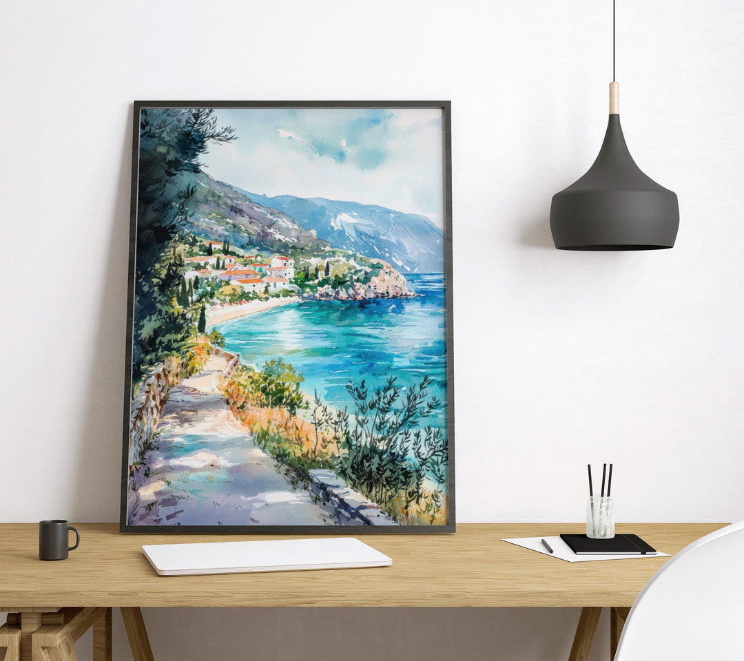 Ioannina Watercolor Poster Ioannina Travel Print Greece Wall Art Lake Painting Ioannina Souvenir Epirus Decor