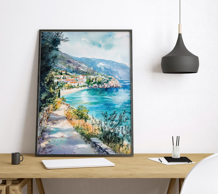 Ioannina Watercolor Poster Ioannina Travel Print Greece Wall Art Lake Painting Ioannina Souvenir Epirus Decor