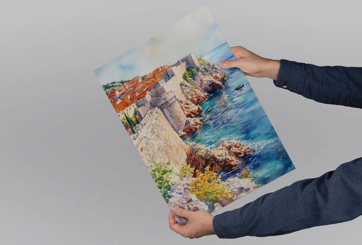 Dubrovnik Watercolor Poster Dubrovnik Travel Print Croatia Wall Art Old Town Painting Dubrovnik Souvenir Coastal Decor