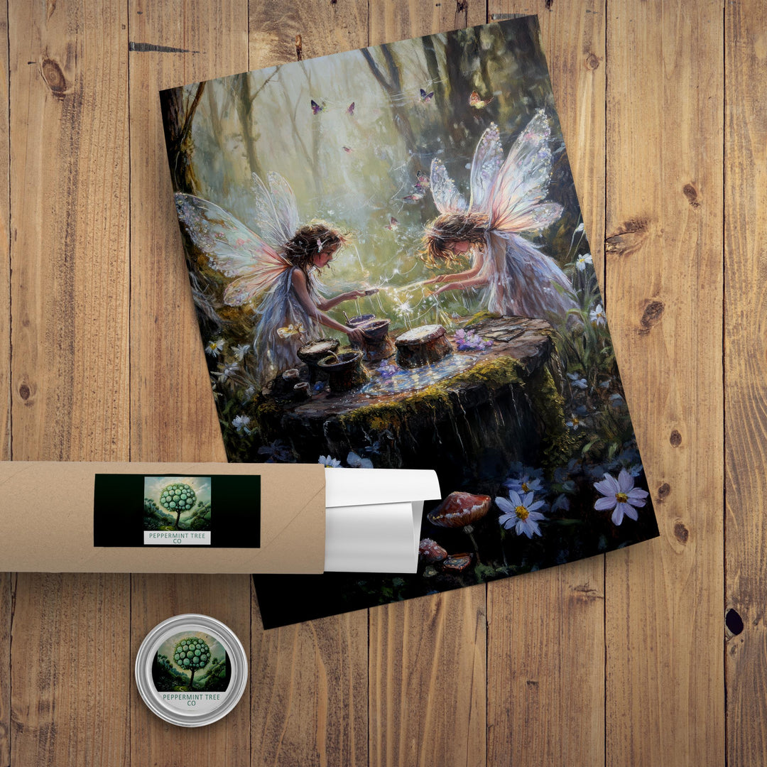 Fairy Potion Brewers Print | Vintage Cottagecore Illustration