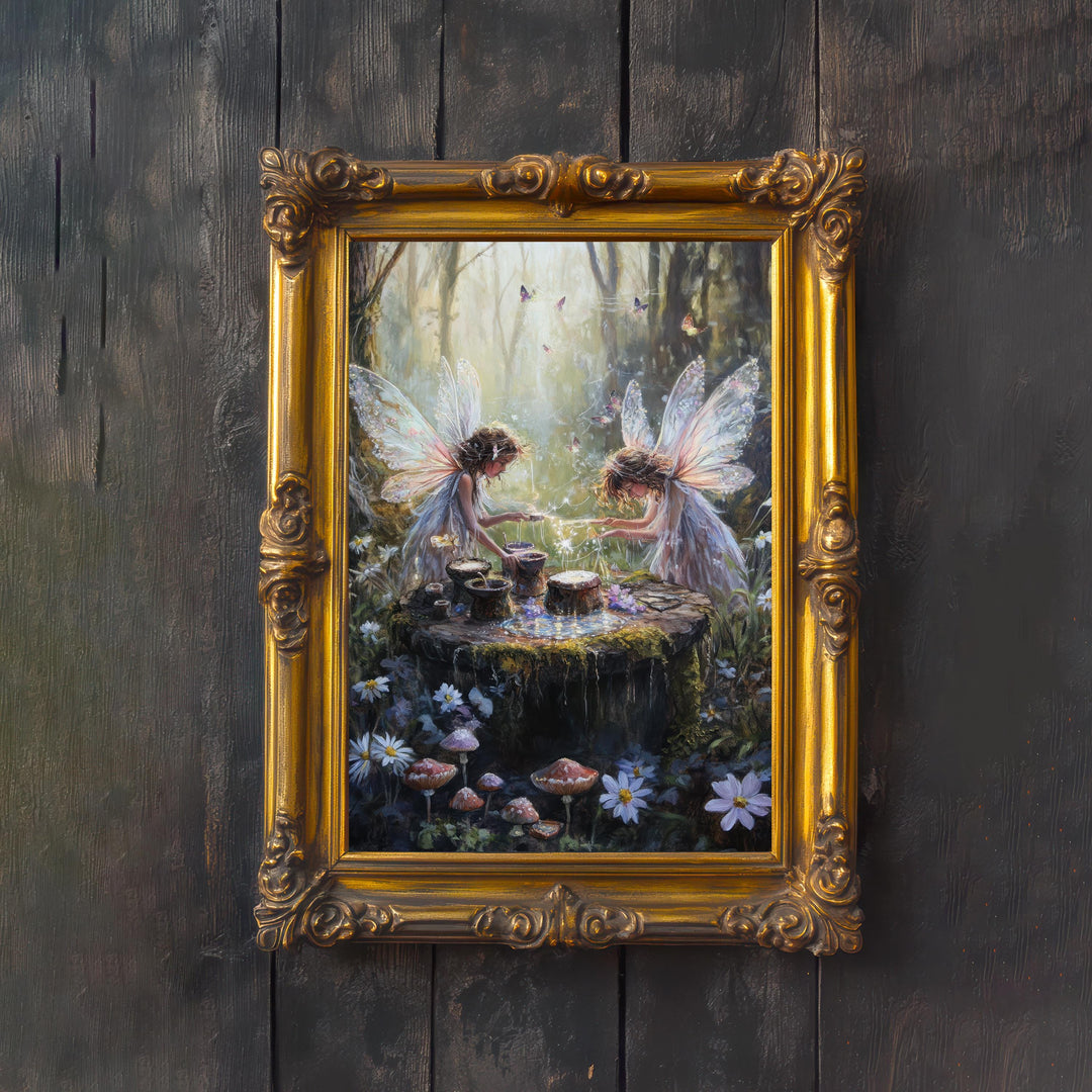 Fairy Potion Brewers Print | Vintage Cottagecore Illustration