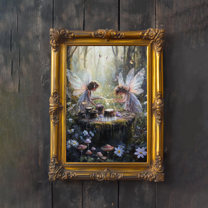 Fairy Potion Brewers Print | Vintage Cottagecore Illustration