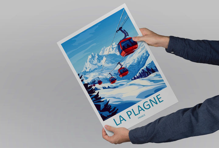 La Plagne Cartoon Travel Poster France Wall Art Ski Resort Print Alpine Illustration Winter Decor La Plagne Souvenir Gift