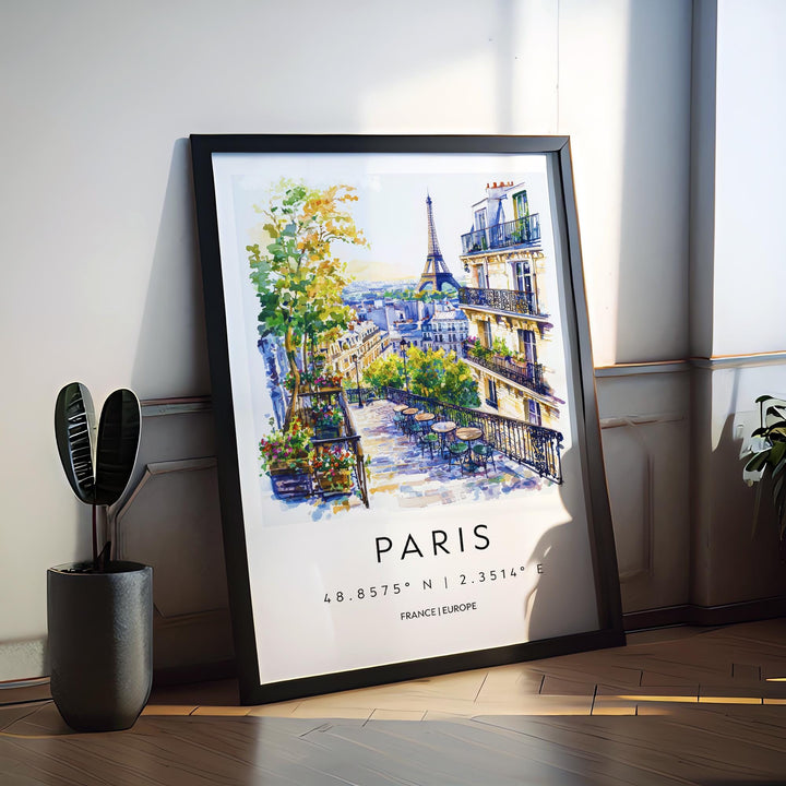 Paris Watercolor Poster Paris Travel Print Paris Wall Art Paris Cityscape Painting Paris Souvenir France Home Decor