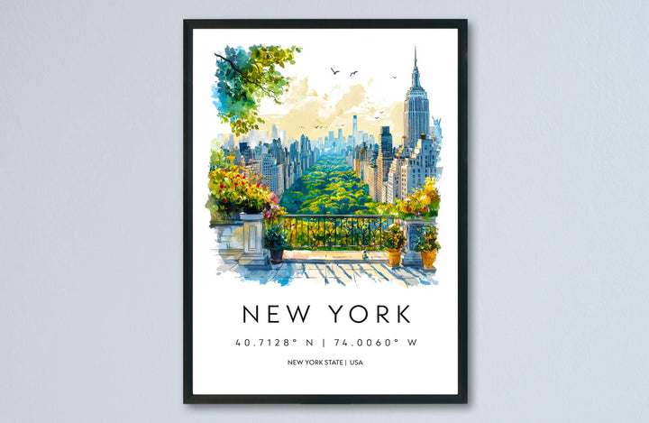 New York Watercolor Poster New York Travel Print New York Wall Art New York Cityscape Painting New York Souvenir USA Decor
